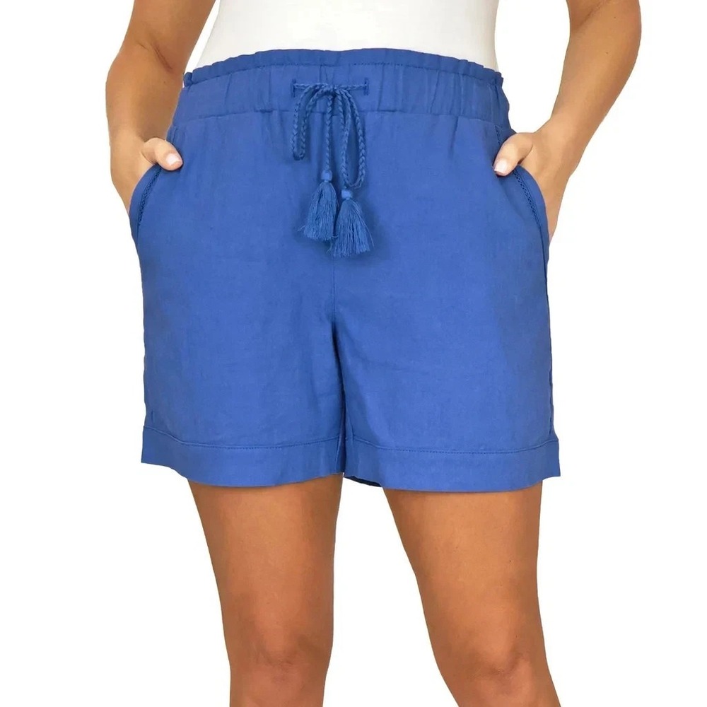 Briggs Ladies' Linen Blend Pull-On Shorts, Blue, Size: XS, New